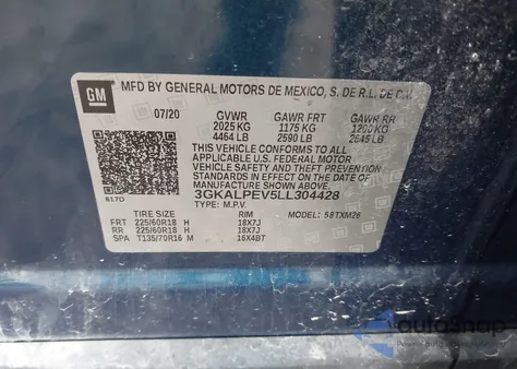 2020 GMC Terrain Fwd Slt из США, поврежденный, VIN 3GKALPEV5LL304428